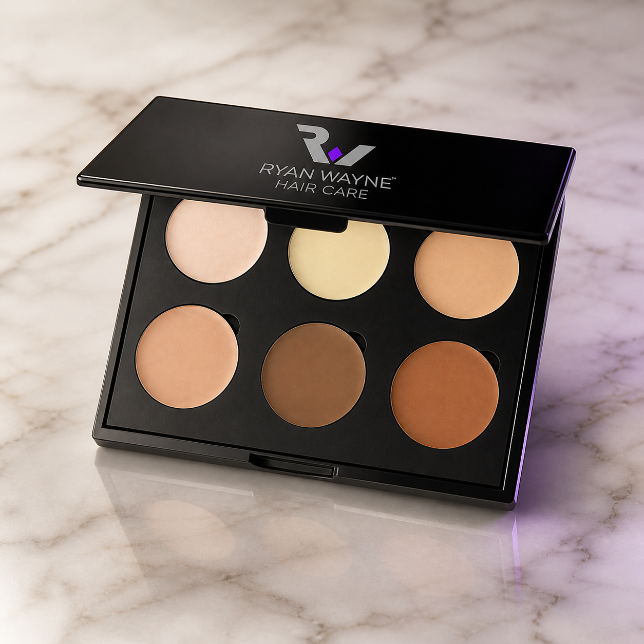 Ryan Wayne Ivory 6-Well Cream Contour and Highlight Palette on white marble