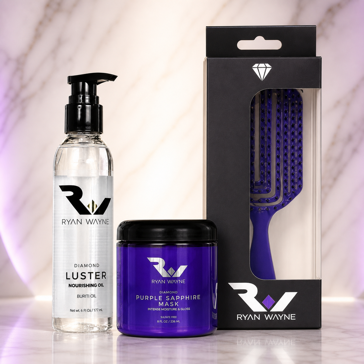 Ryan Wayne Goodnight Kiss Nourishing Hair Treatment Bundle on white marble