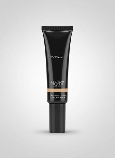 Black cosmetic tube with clear packaging on a dark surface
