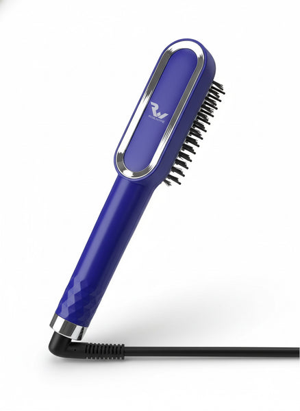 Purple hair straightener with a brand logo on a white background