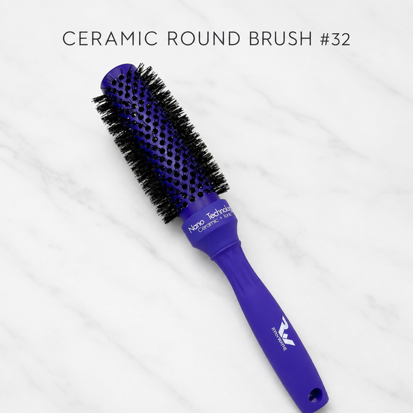 Ryan Wayne Ceramic Round Brush #32 on white marble