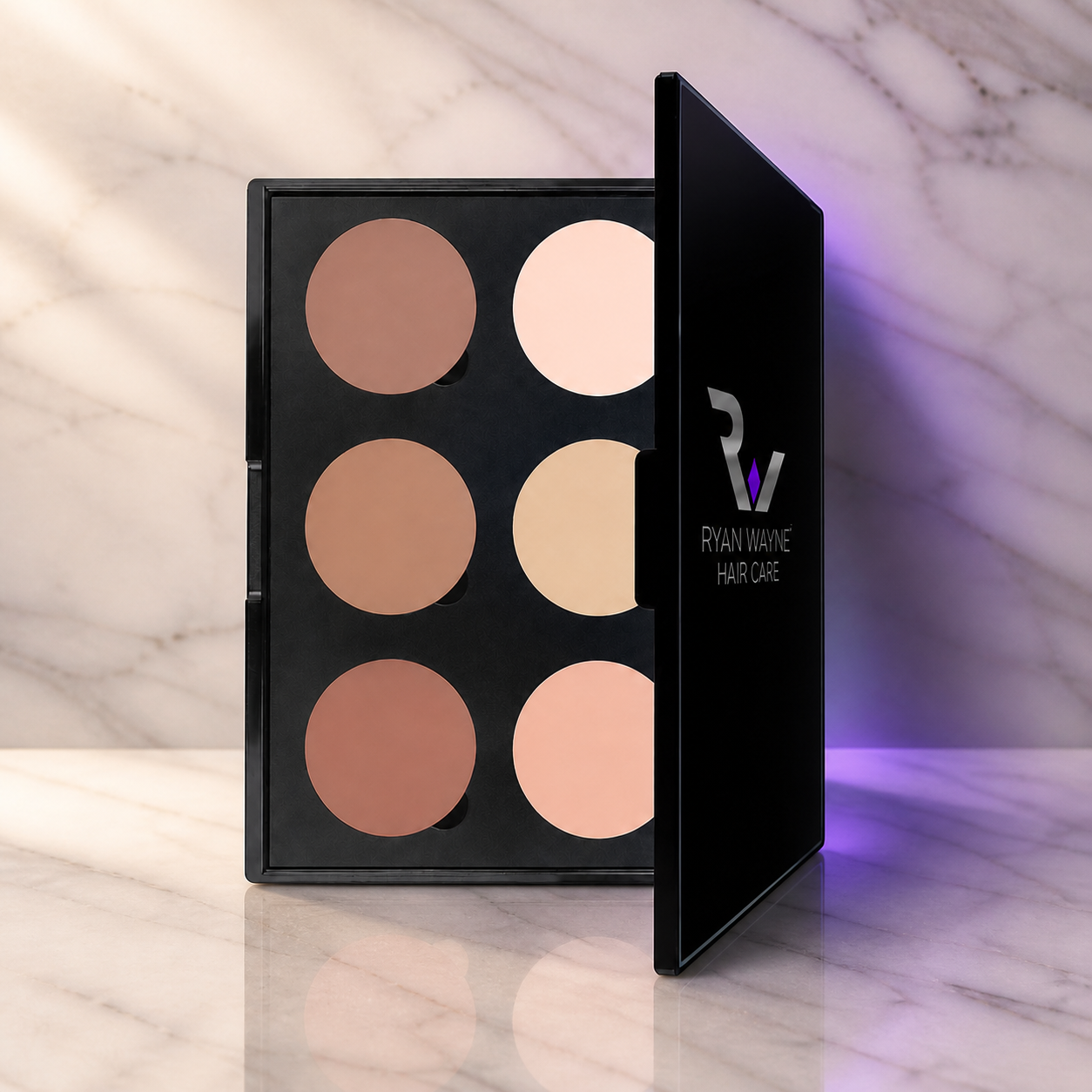 Ryan Wayne Light 6-Well Contour and Highlight Powder Palette on white marble