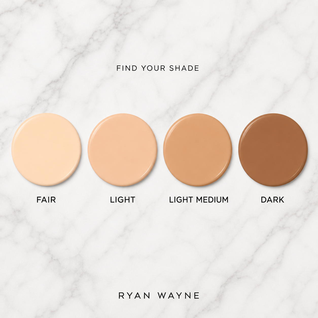 Ryan Wayne Hydrating BB Cream shade guide: Fair, Light, Light Medium, and Dark