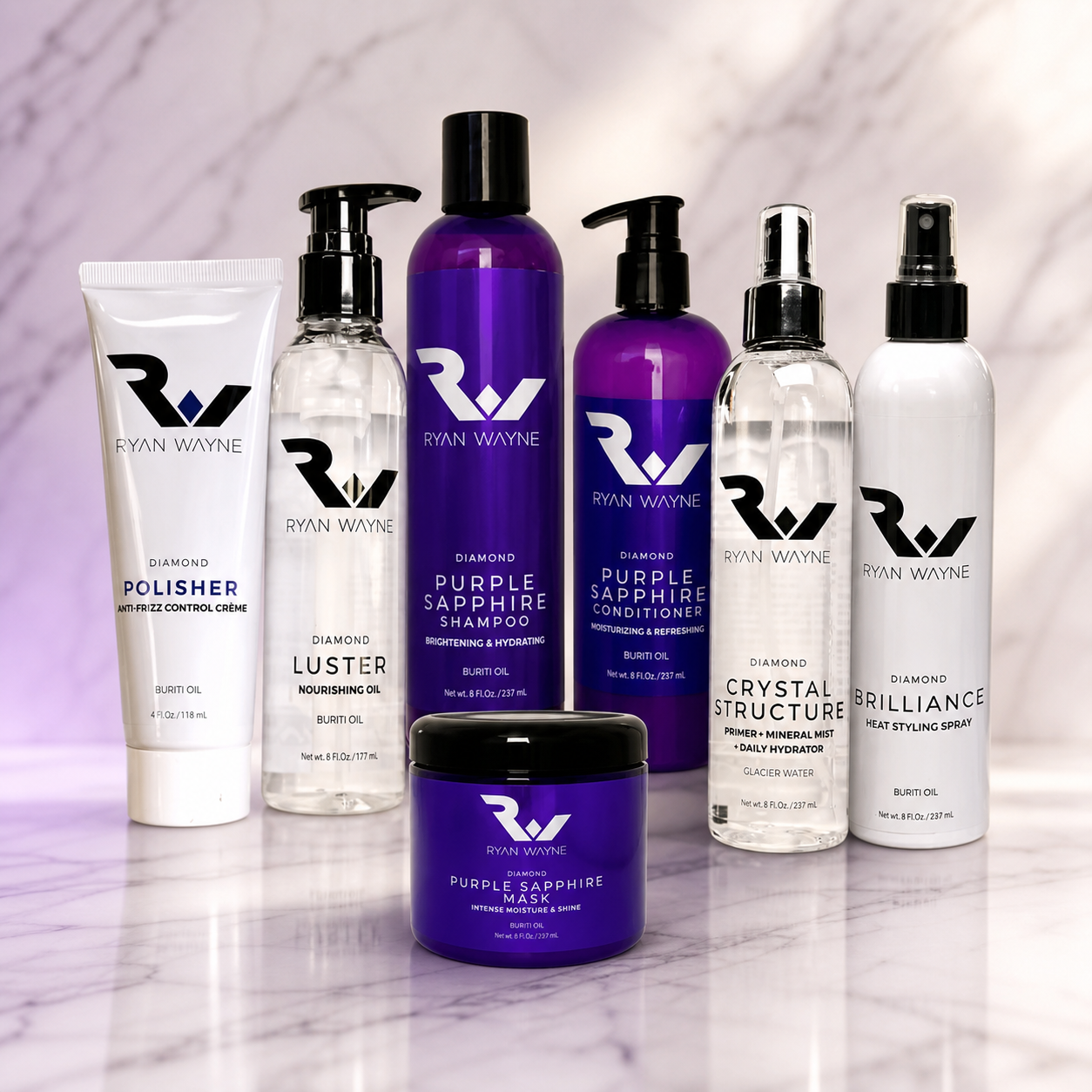Ryan Wayne Deluxe Haircare Kit on white marble