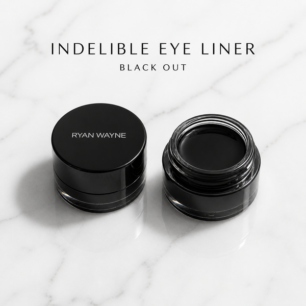 Ryan Wayne Indelible Eye Liner in Black Out on white marble