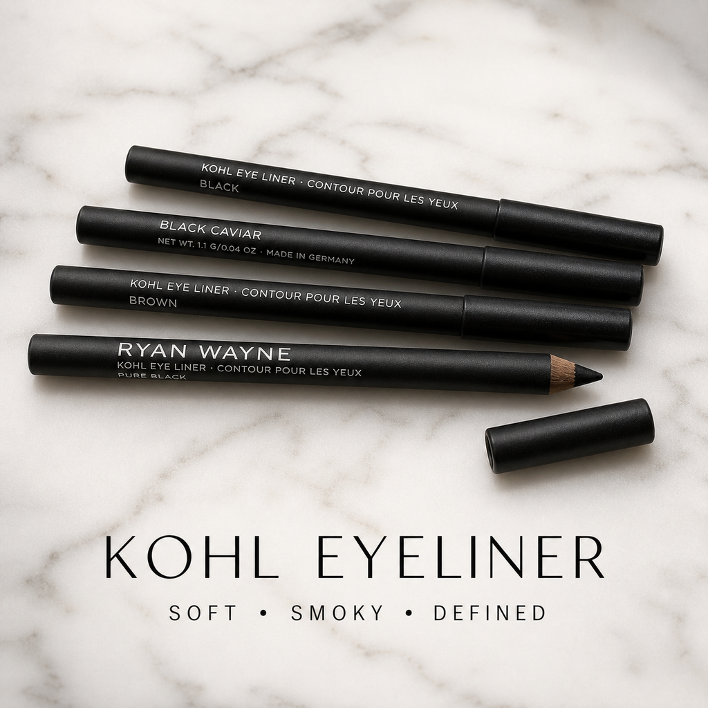 Ryan Wayne Kohl Eyeliner four-shade collection on white marble