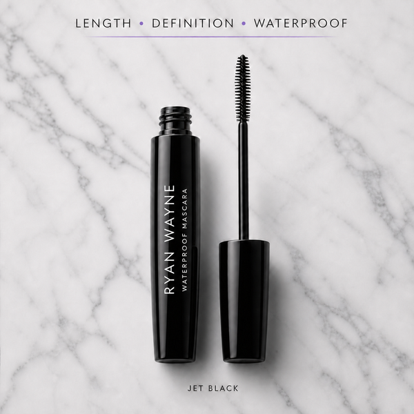 Ryan Wayne Waterproof Lengthening Mascara with longways tube label and precision wand